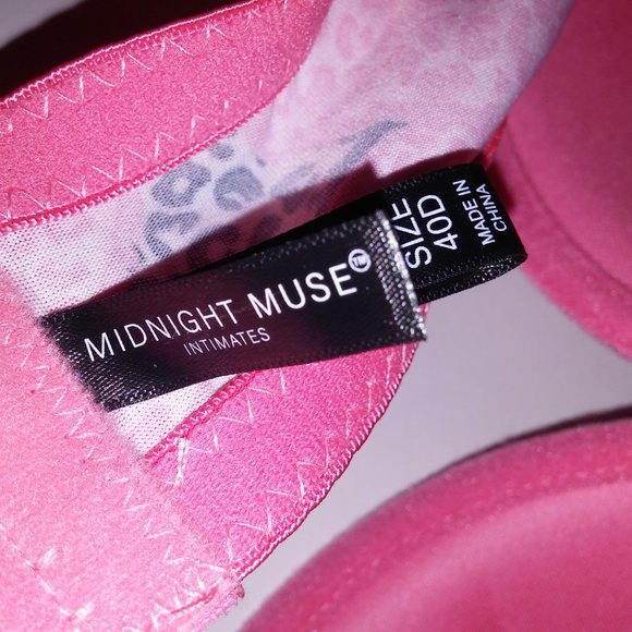 Set of 2 Midnight Muse Bra 40D Solid Pink Leopard Hearts Lightly Lined Underwire - Picture 9 of 9